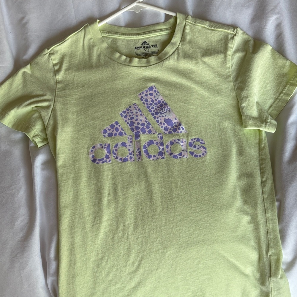 Adidas Mint Green Tee with Lavender Logo